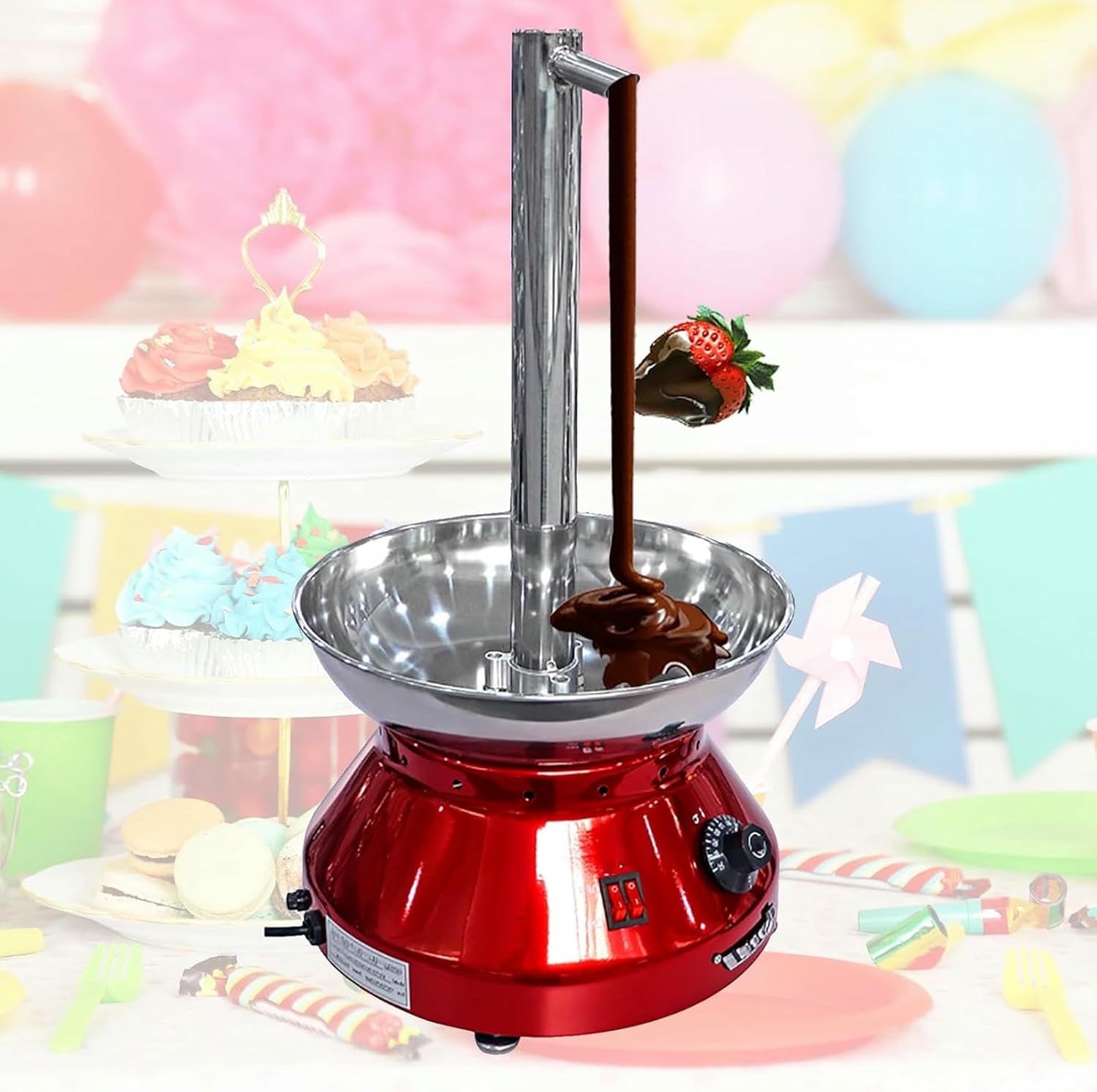 Electric Home Chocolate Fountain Machine, Large Capacity Heated Chocolate Fountain, Stainless Steel Faucet Model Chocolate Waterfall Machine for Parties