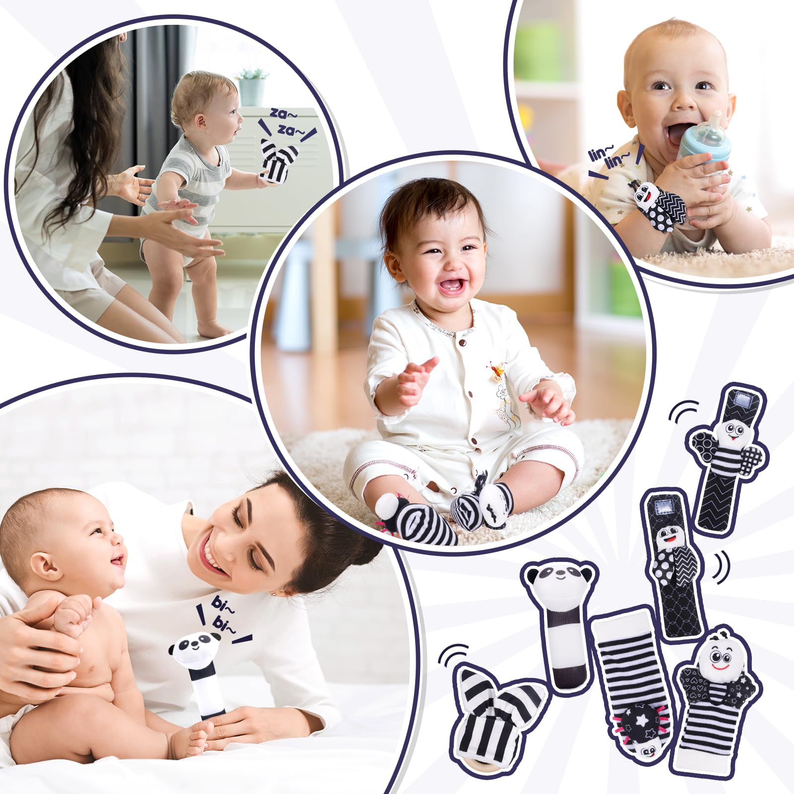 Juego De Sonajeros Para Bebés 0-12 Meses – 14 Piezas Con Mordedores, Calcetines Y Pelota, Set Completo Con Caja