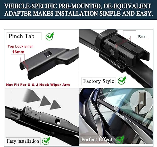 Miniatura 8 de AUTOBOO Limpiaparabrisas de 24 pulgadas + 20 pulgadas con limpiaparabrisas trasero de 15 pulgadas de repuesto para Volvo XC90 2016 2017 2018 2019