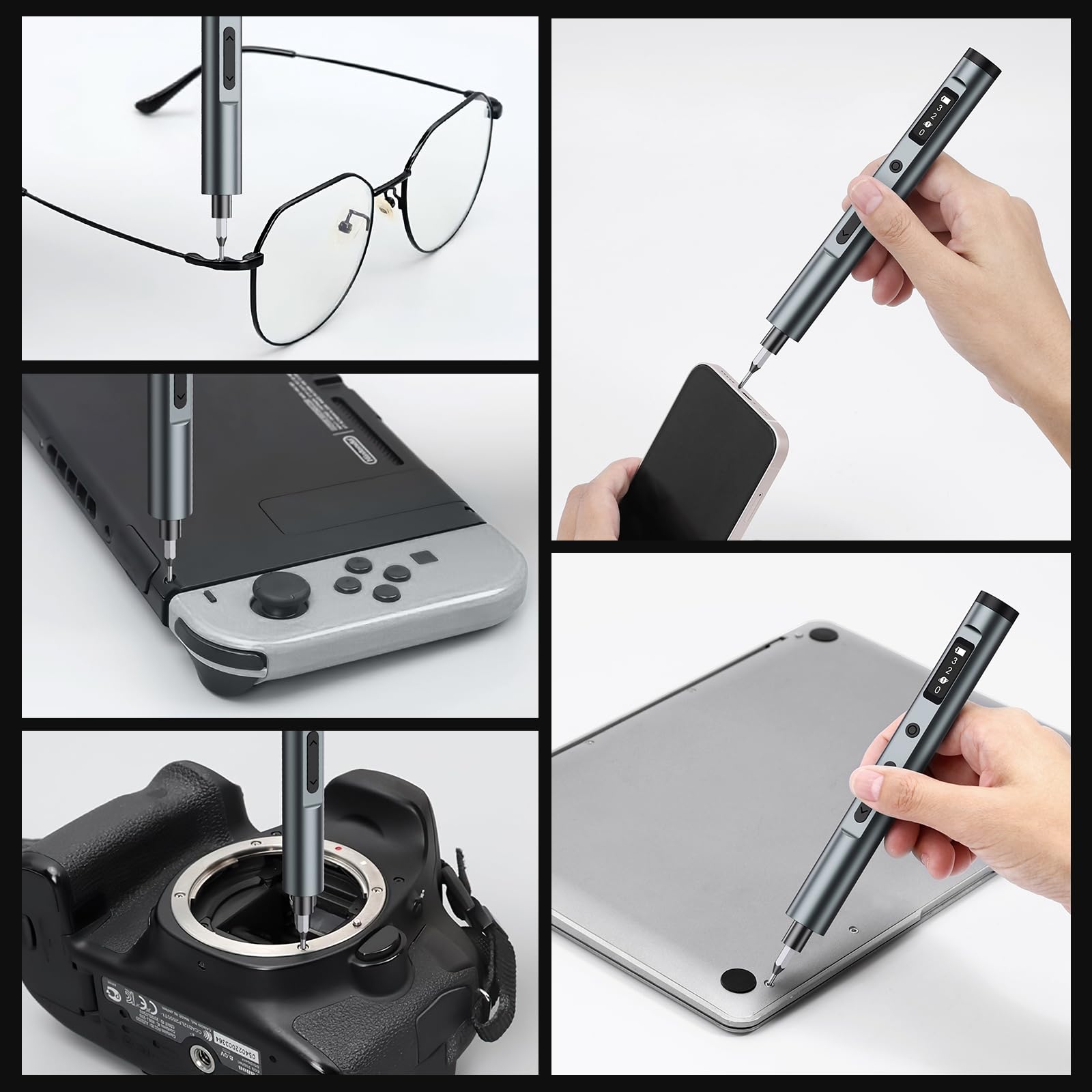 Mini set di cacciaviti elettrici, 62 in 1 di precisione, cacciavite elettrico a batteria di tipo C, con coppia di 3 marce, adatto per la riparazione di occhiali, orologi, riparazione del