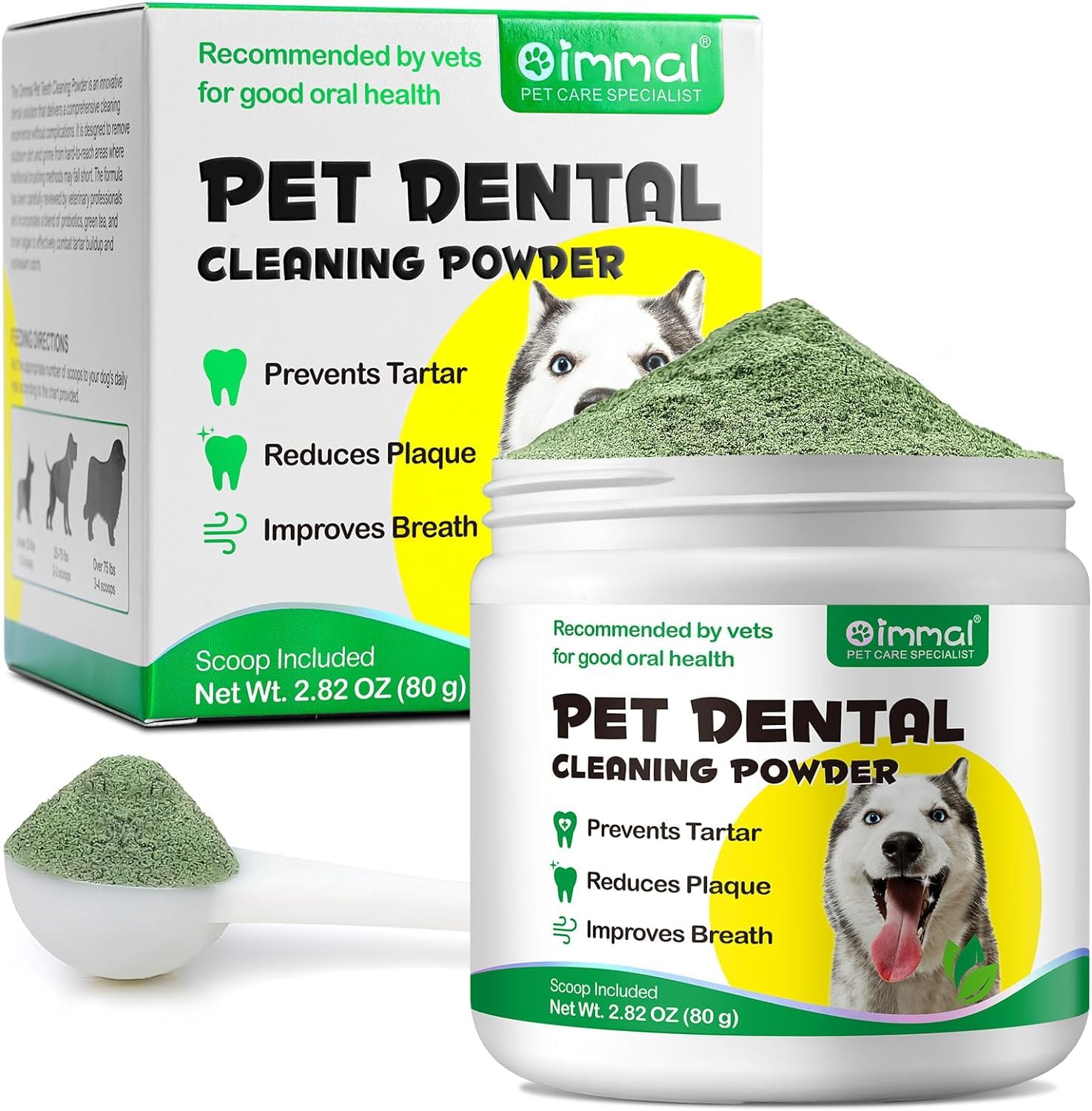 Pet Natural Dental Cleaning Powder for Oral Hygiene, Dental Powder For Small, Medium & Large Dogs Also For Cats. Reduces Plaque, Prevents Tartar, Improves Breath. No Brushing Needed.120g (120, Grams)