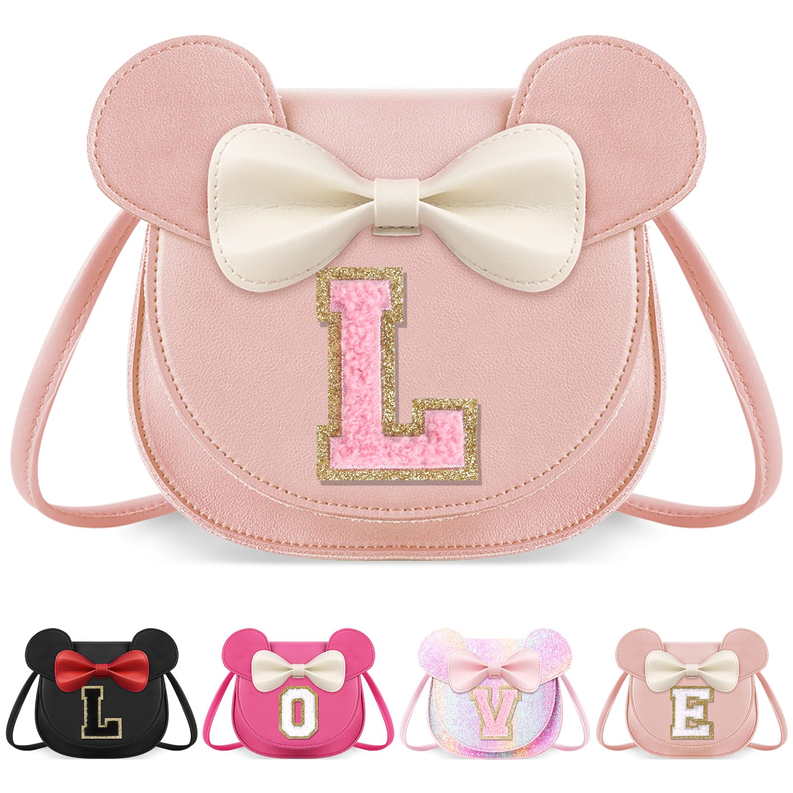 Little Girl Toddler Purse - Cute Mouse Ear Bow Crossbody Bag for 2-8 Year Olds - Birthday Gift