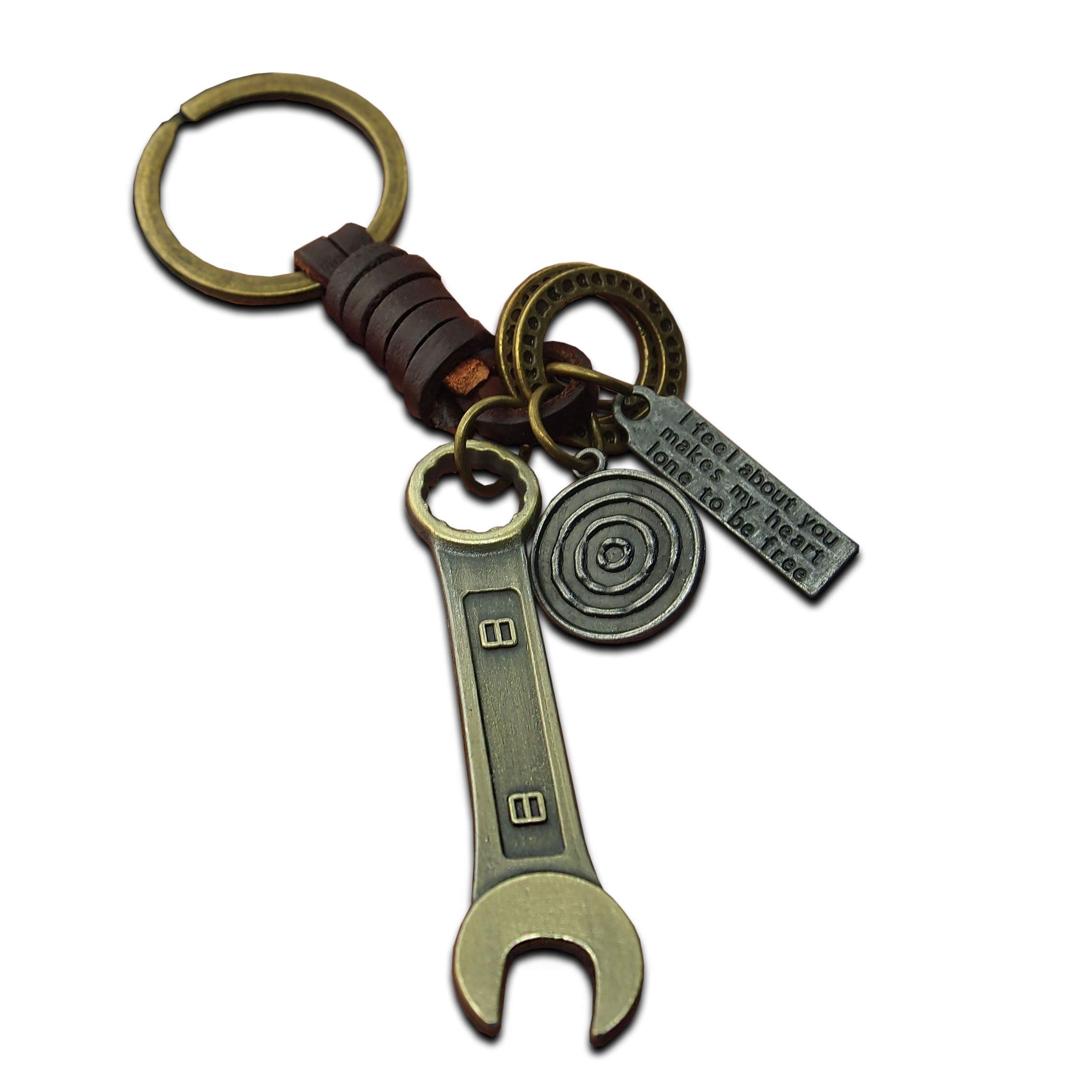 SeraphisWrench Keyring Gift for Repairman Handyman for Dad Leather Keychain
