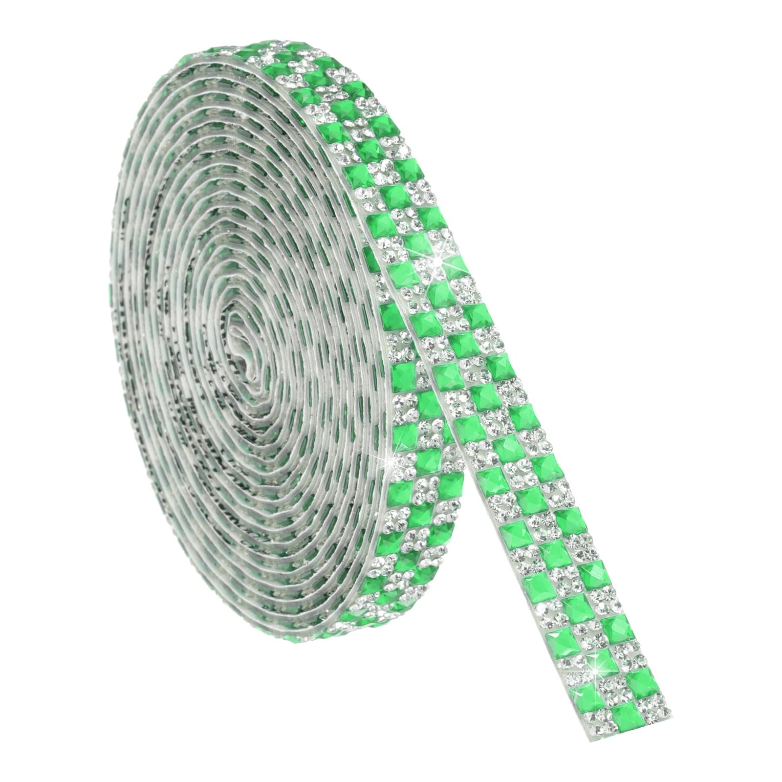 Ruban de strass autocollant 4mm vert à fixation forte pour customiser un vêtement