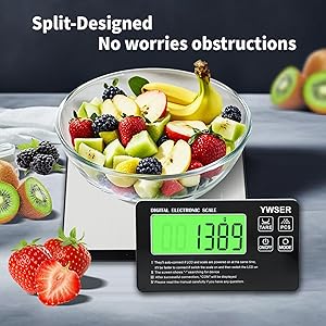 33lb Wireless Magnetic Digital Kitchen Scale with Remote LCD Display, Split-Designed for Easy Cleaning, 0.1oz/1g Precision, 7 Units, Tare Function for Baking, Cooking, Meal Prep