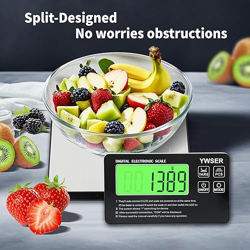 Miniatura 6 de Báscula de cocina digital inalámbrica magnética de 33 libras con pantalla LCD remota, diseñada para una fácil limpieza, precisión de 0.1 oz1 g, 7