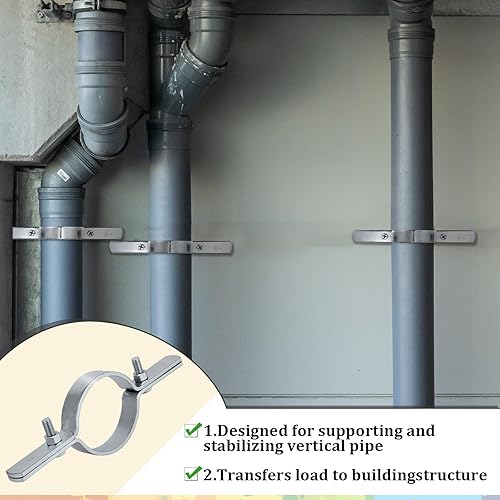 Miniatura 5 de 4 abrazaderas verticales de tubo de 4 pulgadas, soportes de tubo rígido de acero galvanizado para fijación de conductos de cobre, hierro, Cpvc, Pex