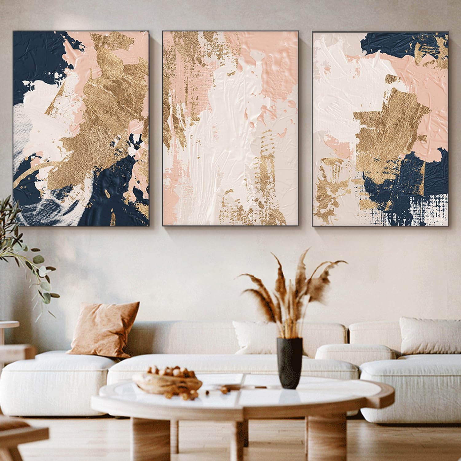 Abstract Canvas Paintings Blue Gold Pink Abstract Wall Art Abstract Pink Oill Painting Pink Blue Gold Abstract Pictures Wall Decor Pink and Blue and Gold Abstract Painting Modern Abstract Art No Frame
