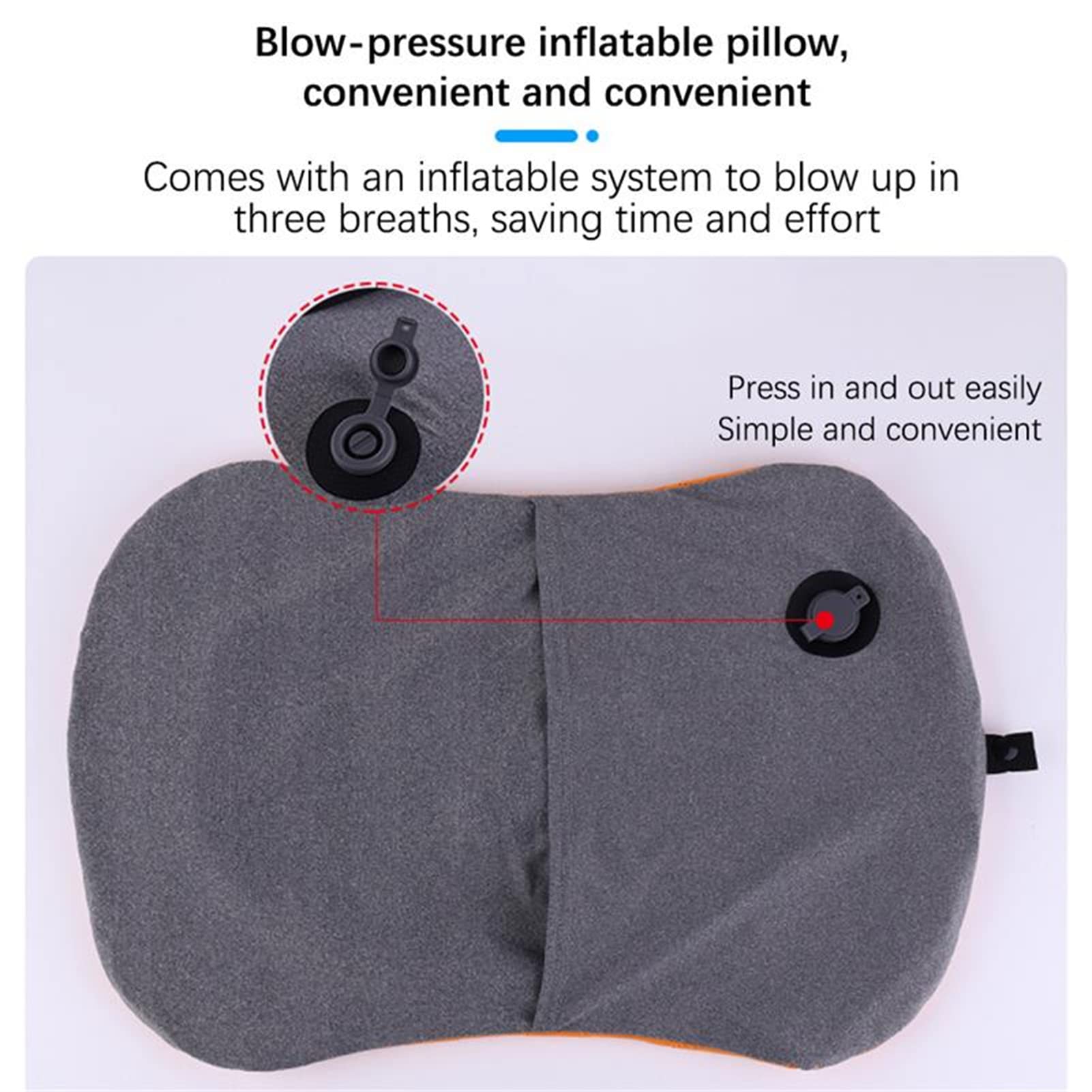 1 PZ Morbido Cuscino Gonfiabile da Viaggio da Campeggio - Cuscino Compatto Air Blow Up per Il Supporto del Collo - Morbido Cuscino da Viaggio in Auto, Spiaggia, Ufficio()