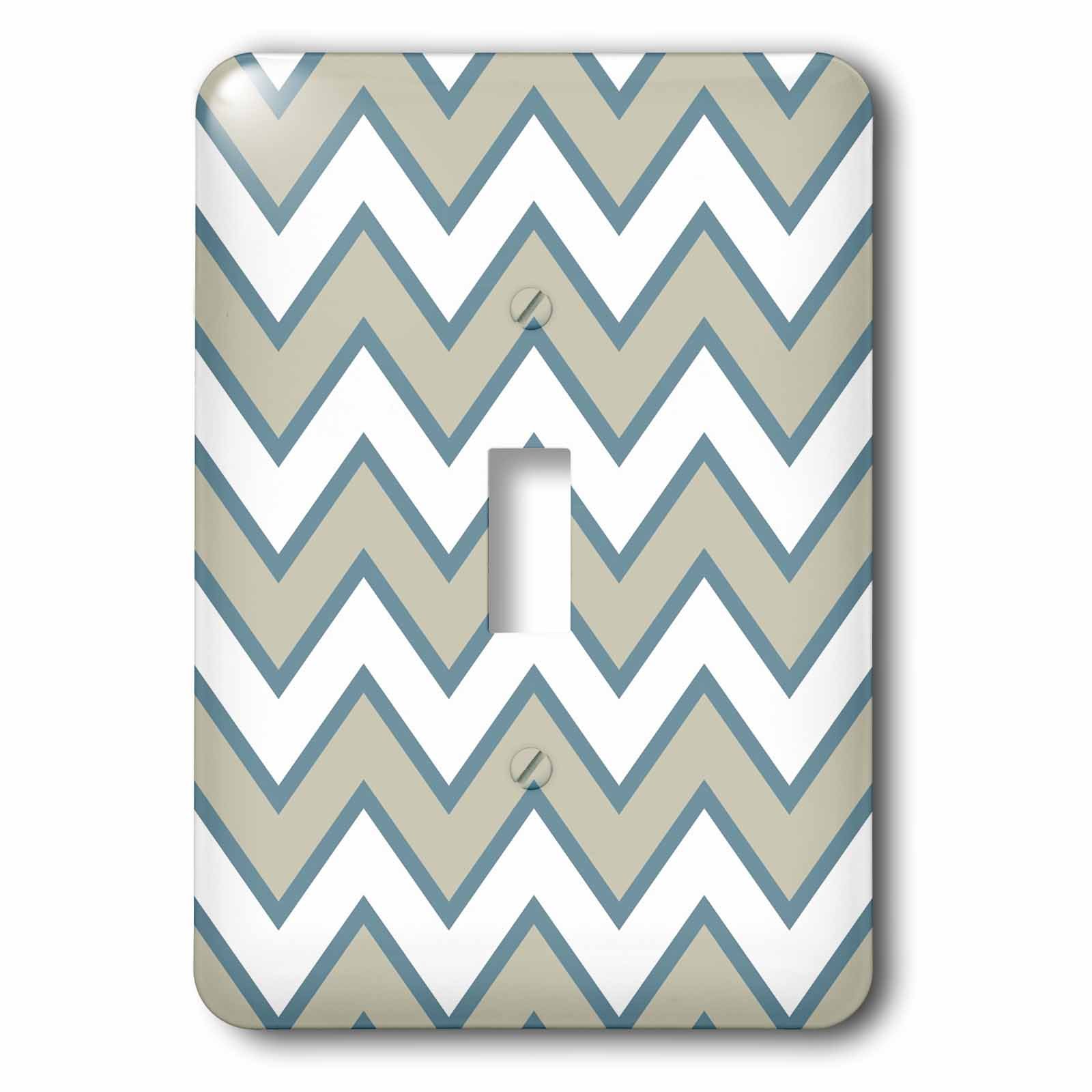 Interrupteur à bascule simple bleu crème au motif de chevrons zigzag 3dRose lsp_203811_1
