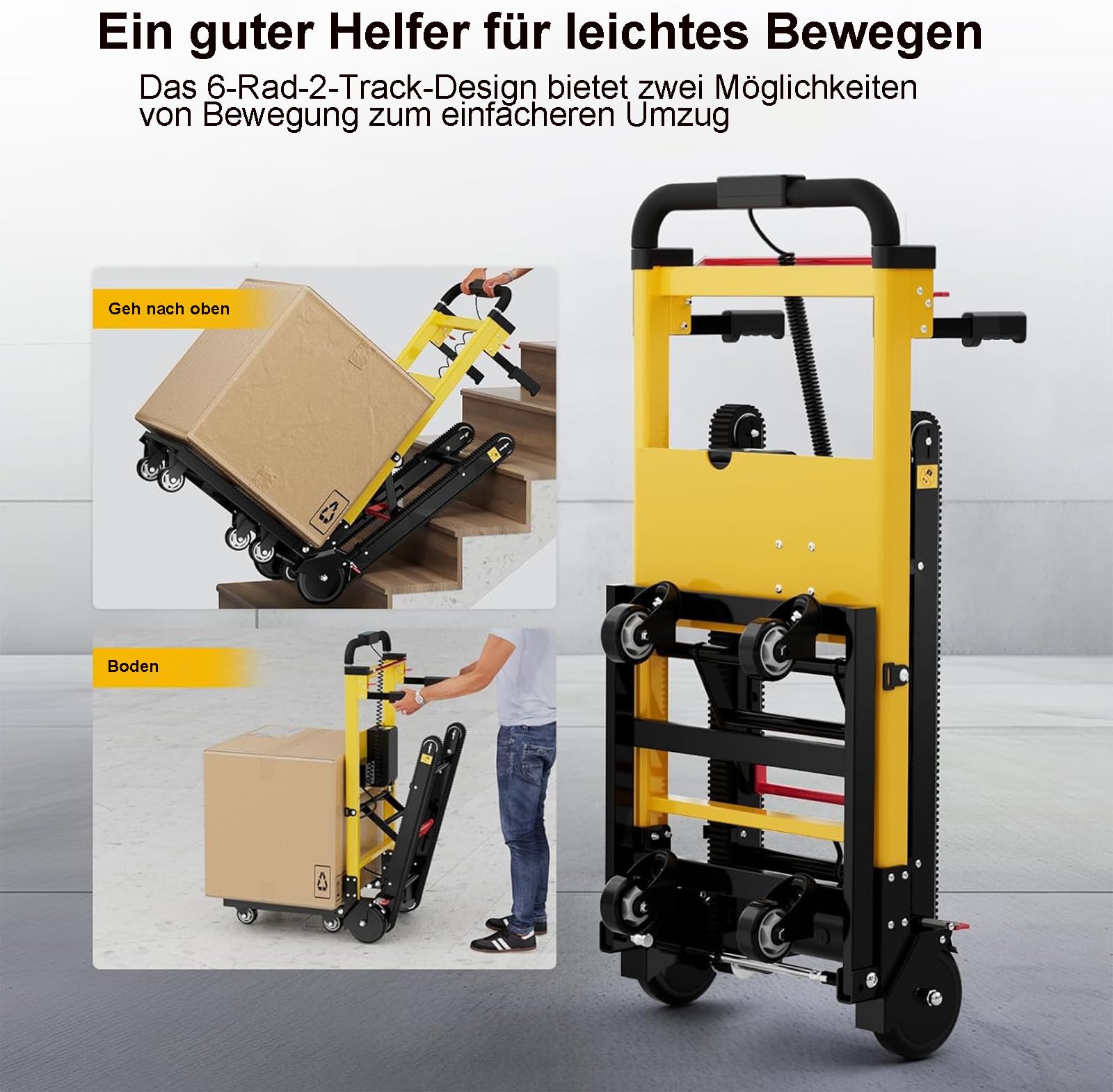 Electric Sack Truck, 441 lbs Maximale Tragfähigkeit Elektrischer Treppensteiger Treppen Hoch Und Runter mit Gummiketten für zum Bewegen von Möbeln