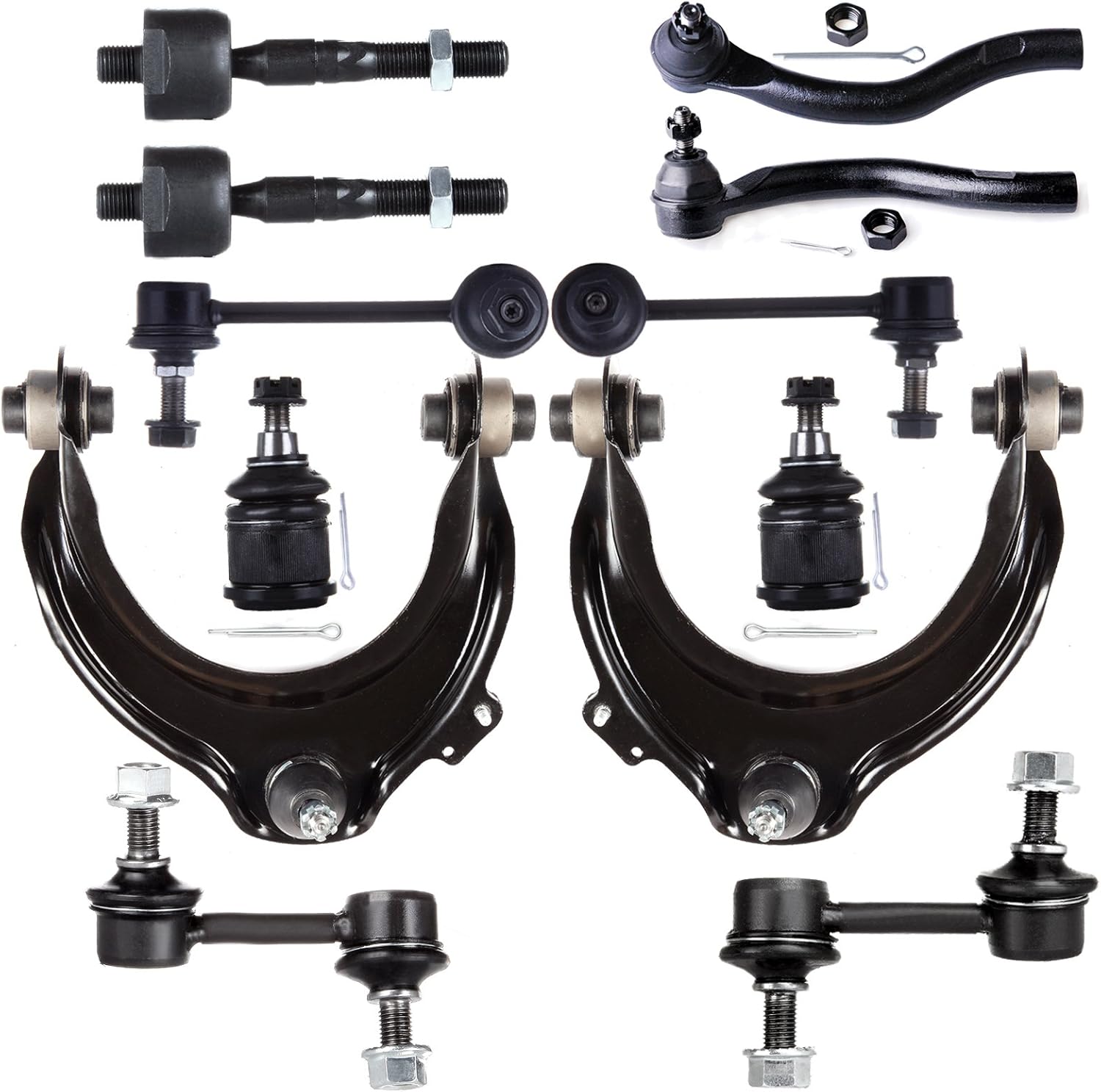 OCPTY - New 12-Piece fit for 03 04 05 06 07 for Honda for Accord -2 Front Lower Ball Joint 2 Upper Control Arm and Ball Joint 2 Front 2 Rear Sway/Stabilizer Bar Link 2 Outer 2 Inner Tie Rod End