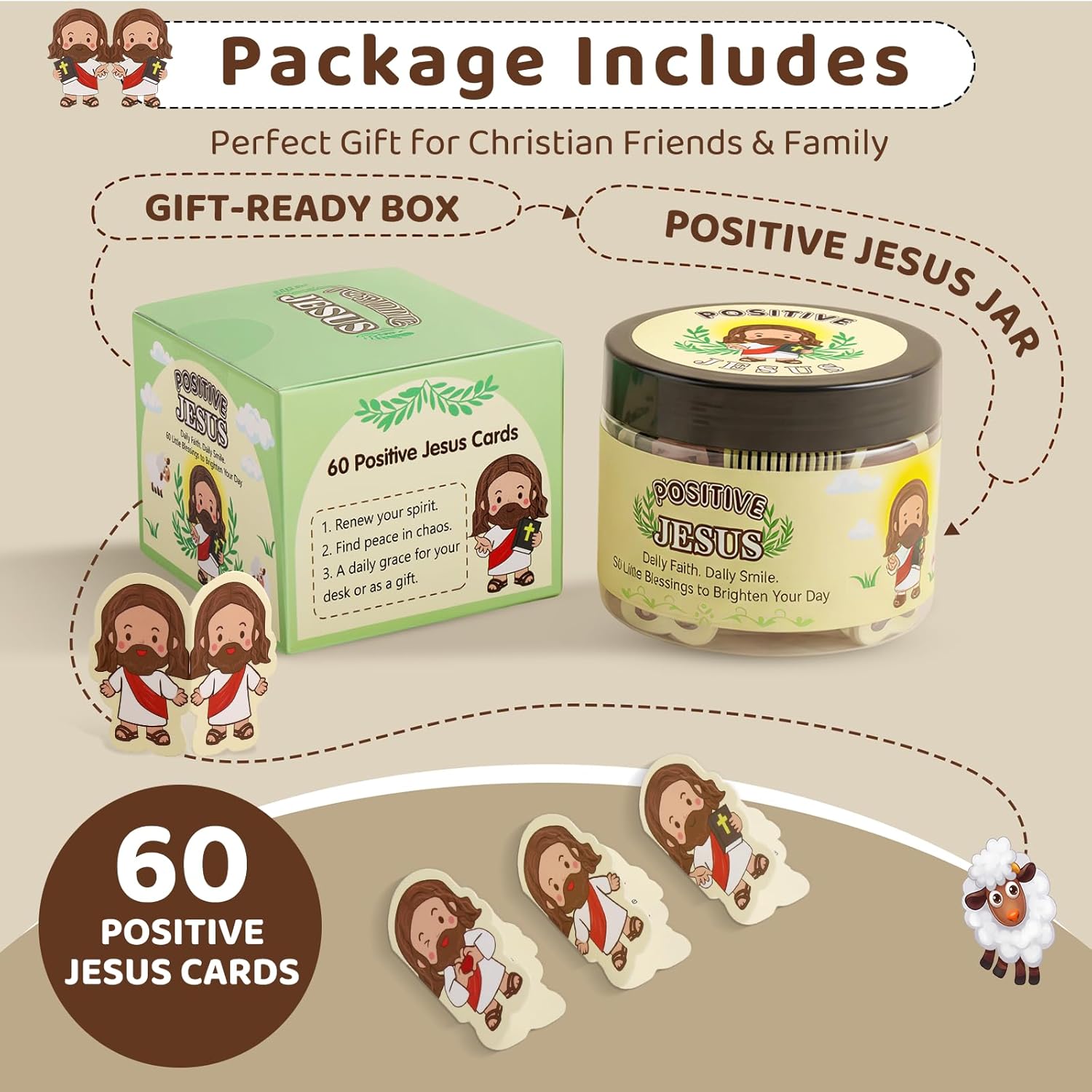 Jesus Bible Verse Jar 60 Double-Sided Emotional Support Religious Faith Based Gifts for Women Positive Affirmation Prayer Jar with Scriptures Thoughtful Inspirational Gifts for Teens Coworker Teacher - Image 2