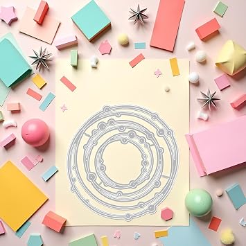 3D Spotted Line Circle Nesting Frame Cutting Dies for Card Making Metal Cutting Dies for Photo Paper Craft Album Decorative DIY Scrapbooking Embossing Card Making Supplies Decor Scrapbooking Die-Cuts