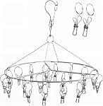 Qualsen Clip portable et porte-dents en acier inoxydable avec 36 épingles métalliques pour le séchage des chaussettes, vêtements de bébé, couches de vêtements, soutien-gorge, serviette, sous-vêtements, chapeau, écharpe (Rectangle,paquet de 1