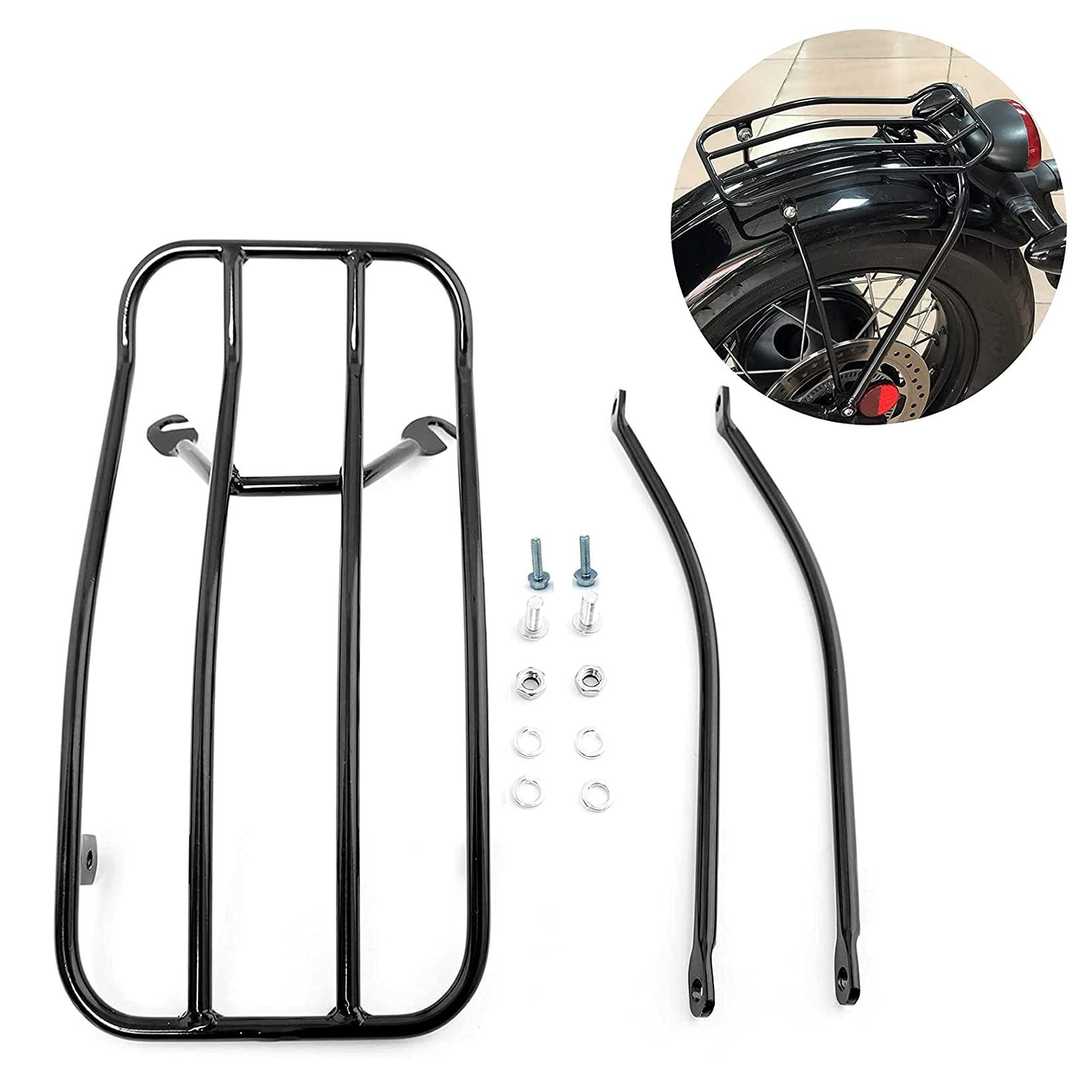 CANMIYOU Motorcycle Luggage Goods Shelves Luggage Rack Luggage Rack Holder Shelf Carrier fits for Triumph Bonneville Bobber /Bobber (2017-2020) Black