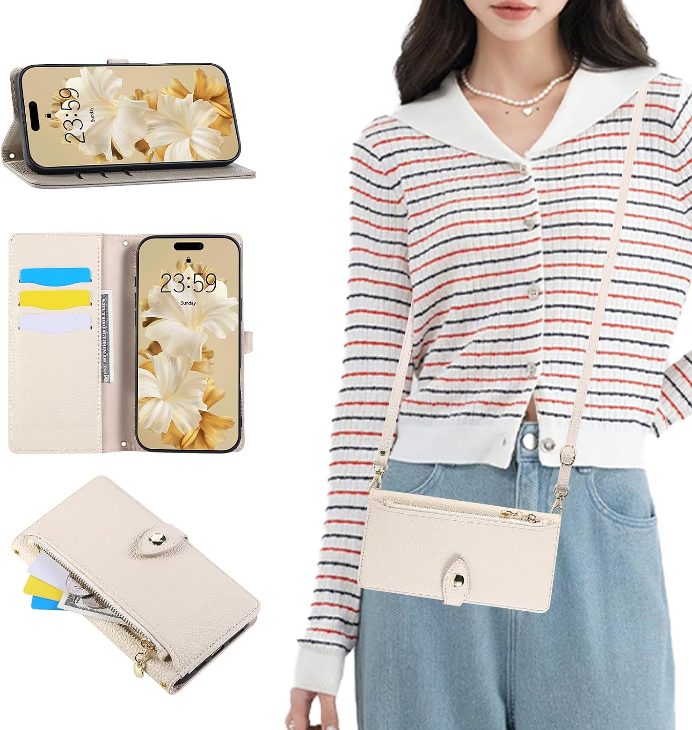 Fujitsu Arrows We 2 F-52E Case / Cover, Wallet Type, Shoulder Strap, Arrows We2 Wallet Case, Zipper Type, Coin Pocket, f52e Shockproof Protective Cover, Arrows We2 F-52E Cover, Wallet Type