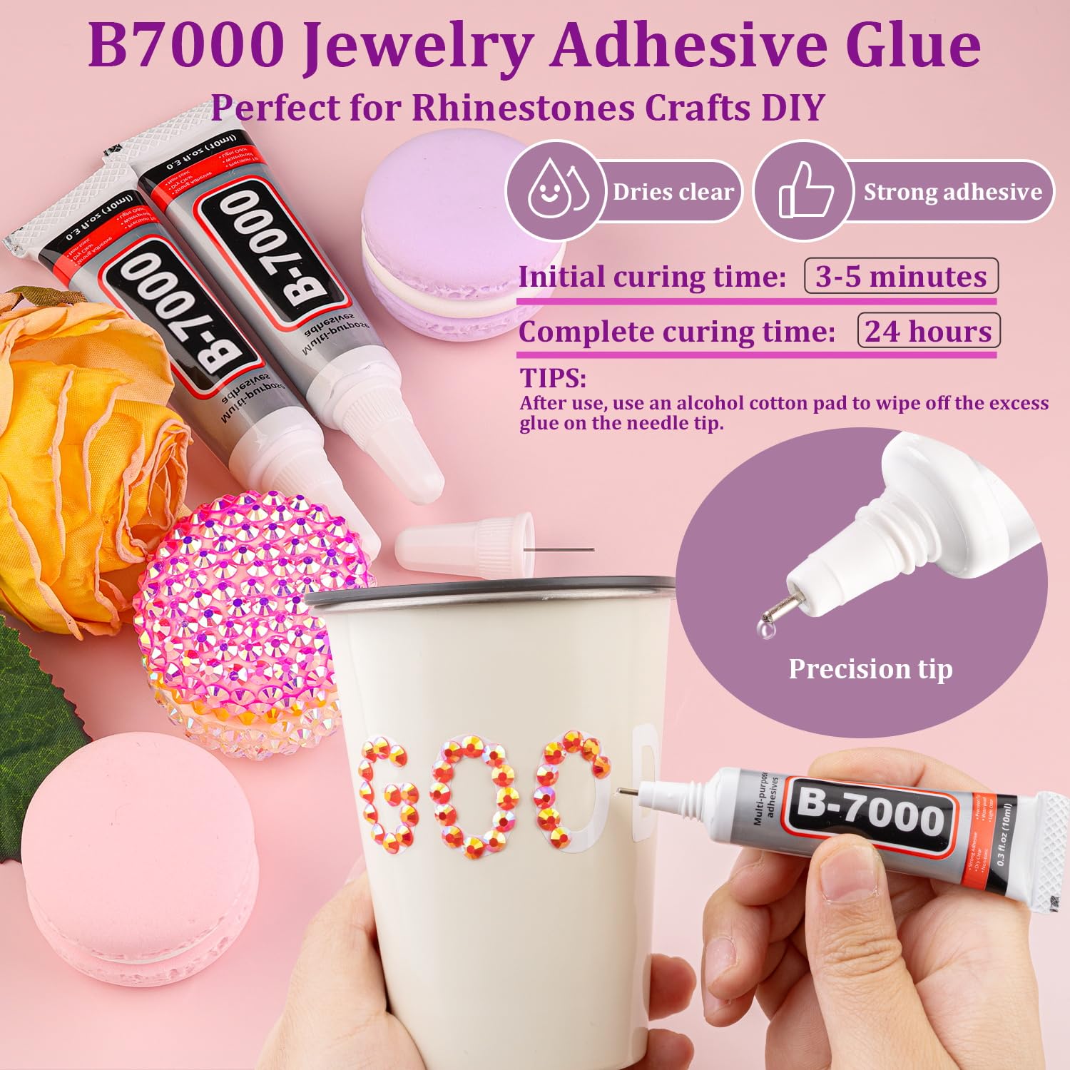 32000Pcs Resin Rhinestones for Bedazzling, Silver Clear Flatback Gems for Diamond Art, Crystal Bedazzler Kit with 3Pcs 10ml B7000 Jewelry Glue for Nail Art Crafting Clothing Book Makeup: 2 Small Pack + Glue Red AB