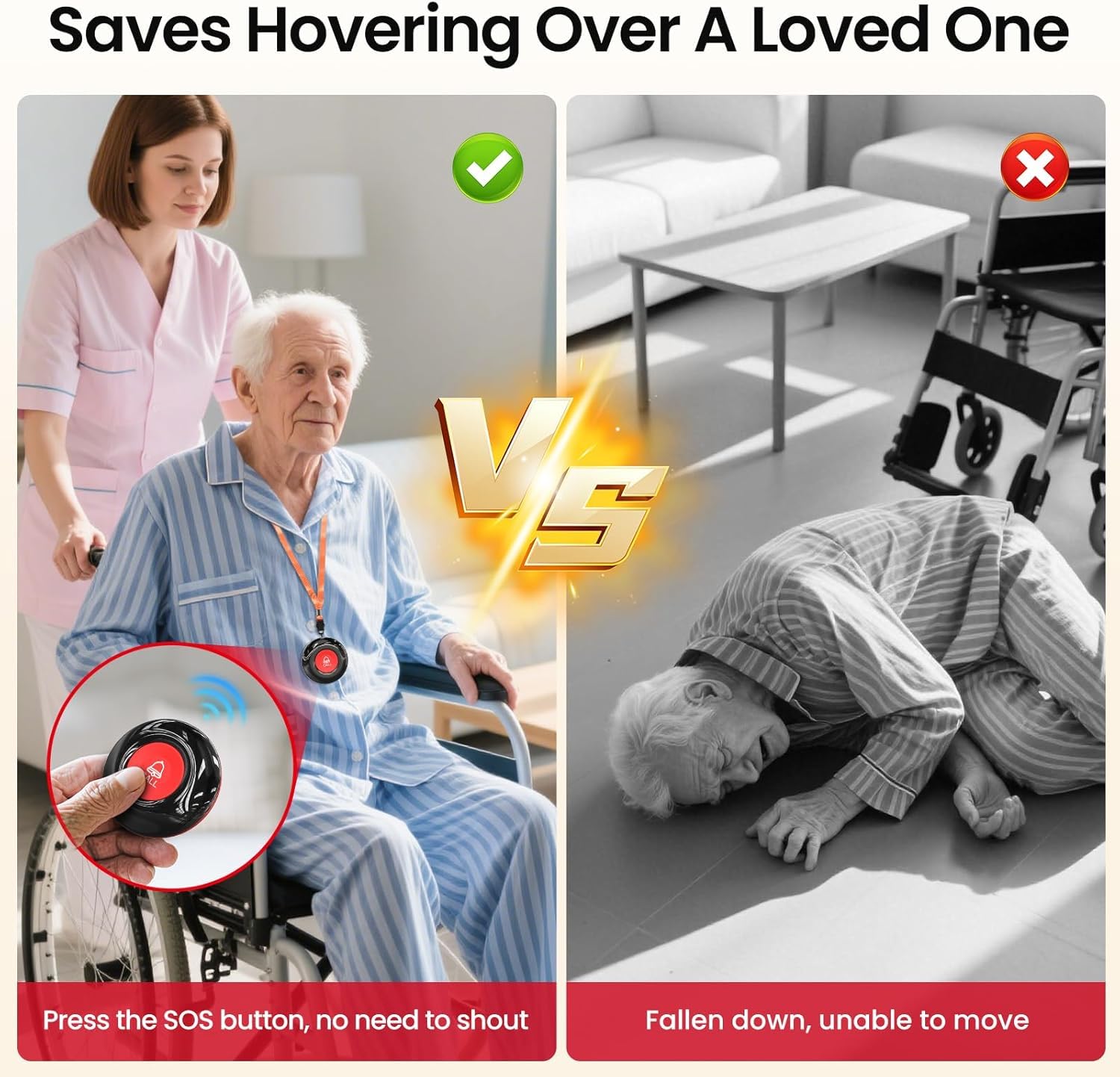 CallToU Wireless Personal Alarms for Elderly Caregiver Pager System Elderly Alarm Call Button - Image 2