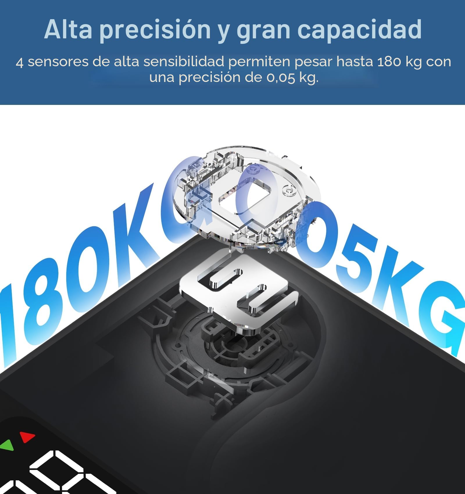 GE Bascula Grasa Corporal y Muscular, Digital Bascula Inteligente con Aplicación 14 Medidas Corporales IMC Bluetooth Báscula de Baño Precisa 180 kgs Black