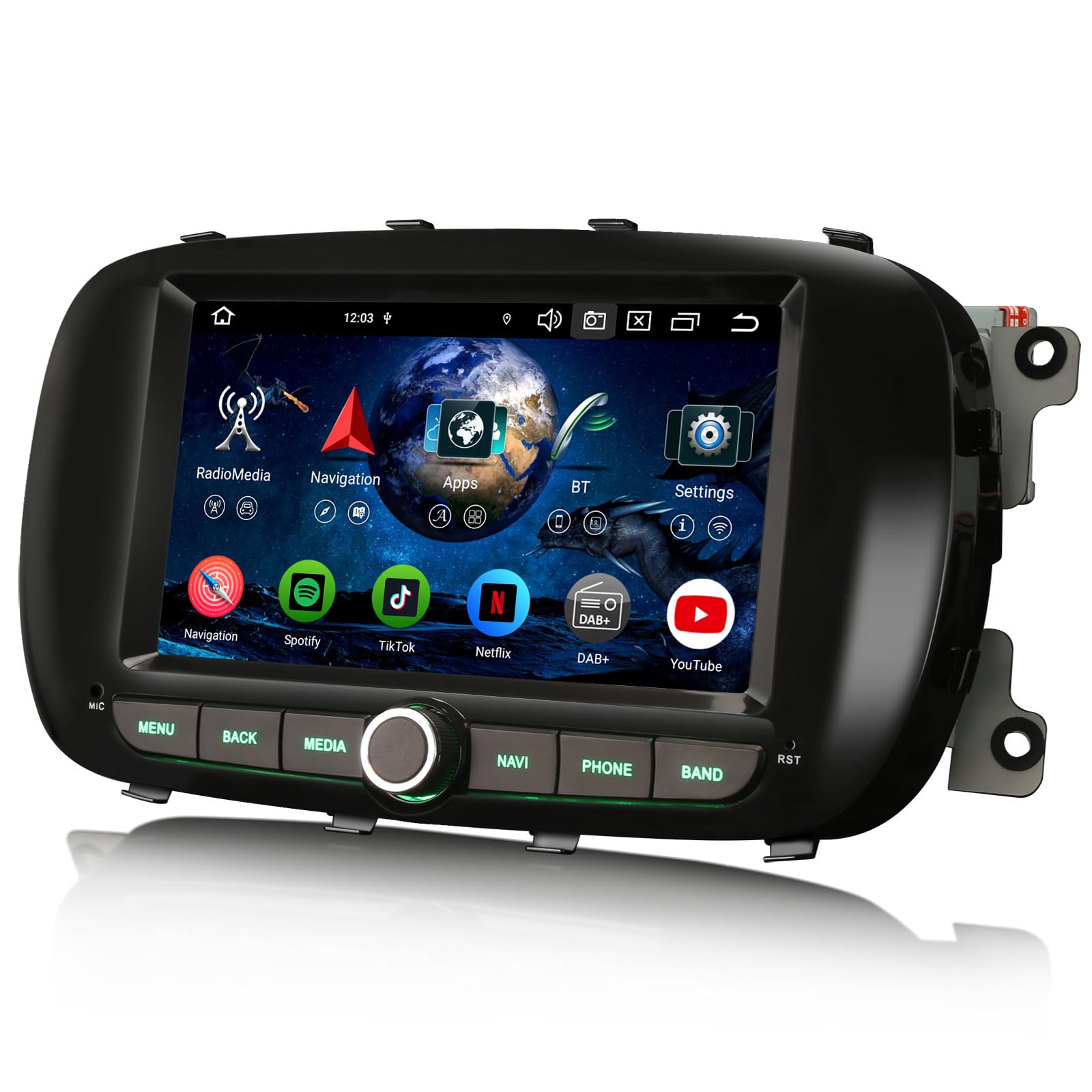 Erisin 8-Core 4GB RAM 64GB ROM Android 14 Autoradio Bluetooth 2 Din GPS Navigatore per Fiat 500X (2014-2020), 7 pollici Schermo Tattile Supporto CarPlay Android Auto WiFi DSP DAB+ USB RDS OBD2 Canbus