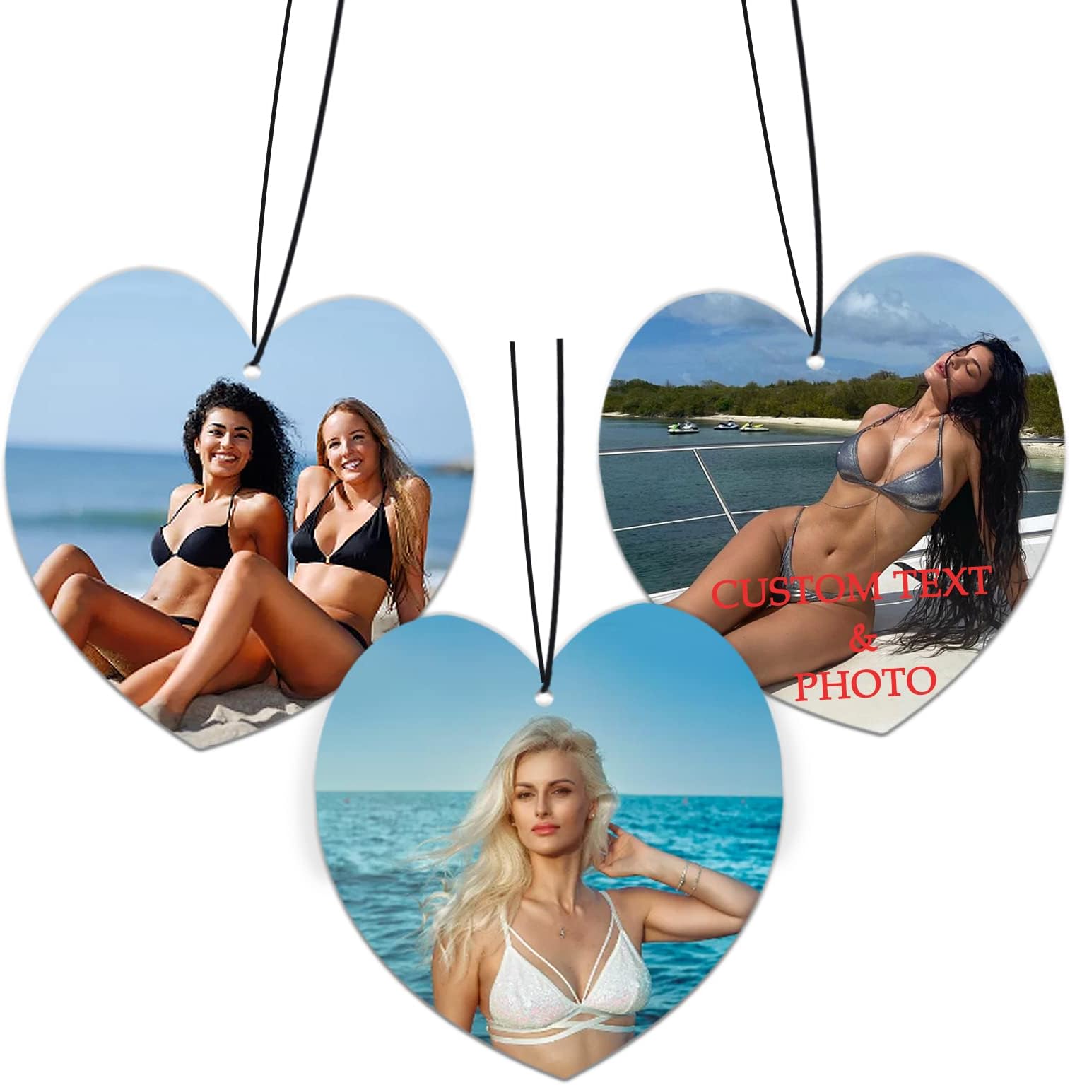 Custom Air Freshener for Car - Double Sided Photo Personalized Car Scents Air Freshener, Smell Air Fresheners With Picture for Wardrobe, Bathroom,Hanging Ornaments (Heart-1PCS)