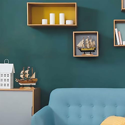 Miniatura 8 de SAILINGSTORY - Modelo de madera para velero, modelo de velero, decoración Mayflower, Victory 9.5 pulgadas, juego de 2 unidades