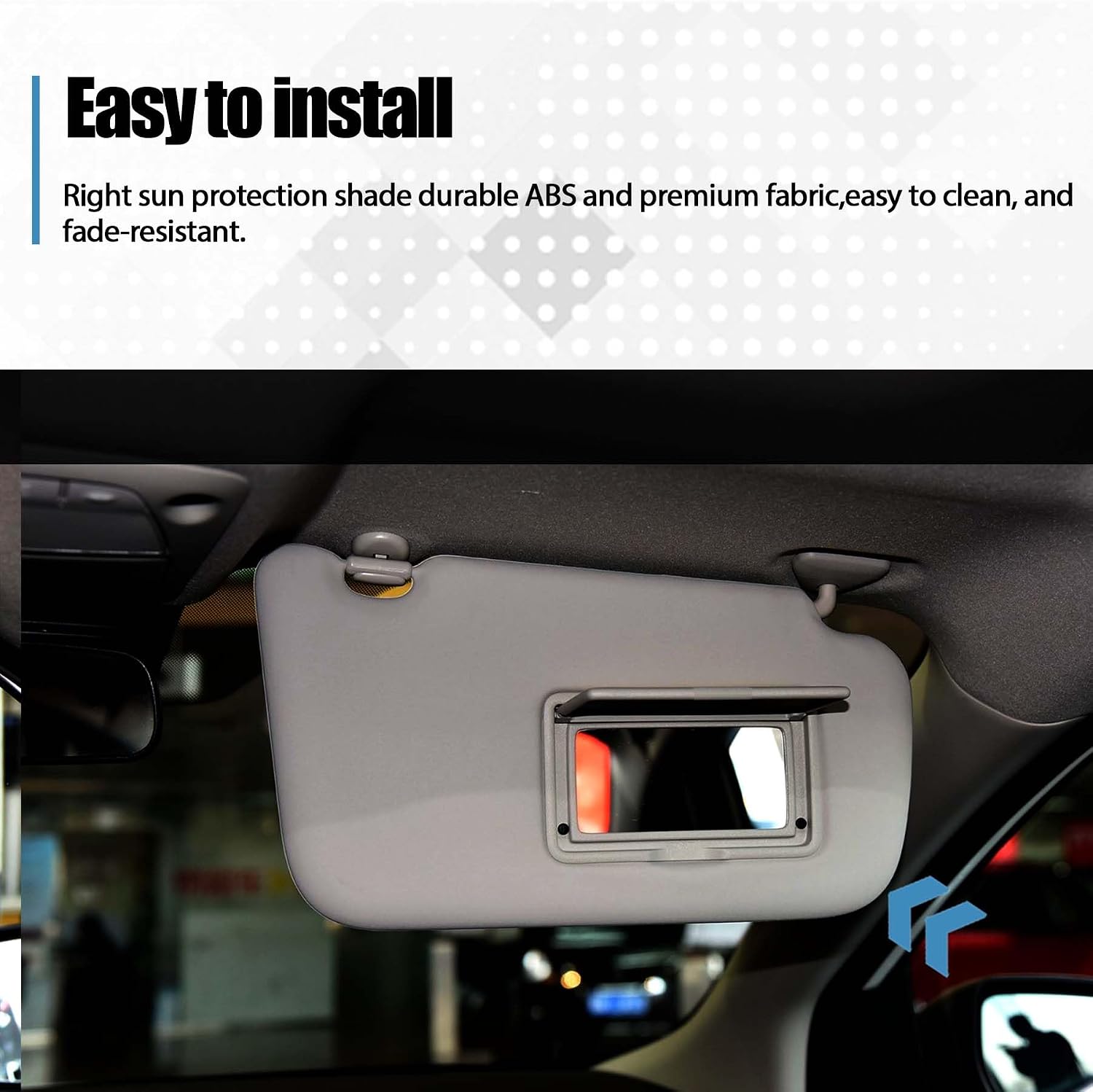 Gray Passenger Side Sun Visor Compatible with Nissan Sentra 2013-2019 Replace Right Sun Protection Shade 96400-3SG8A