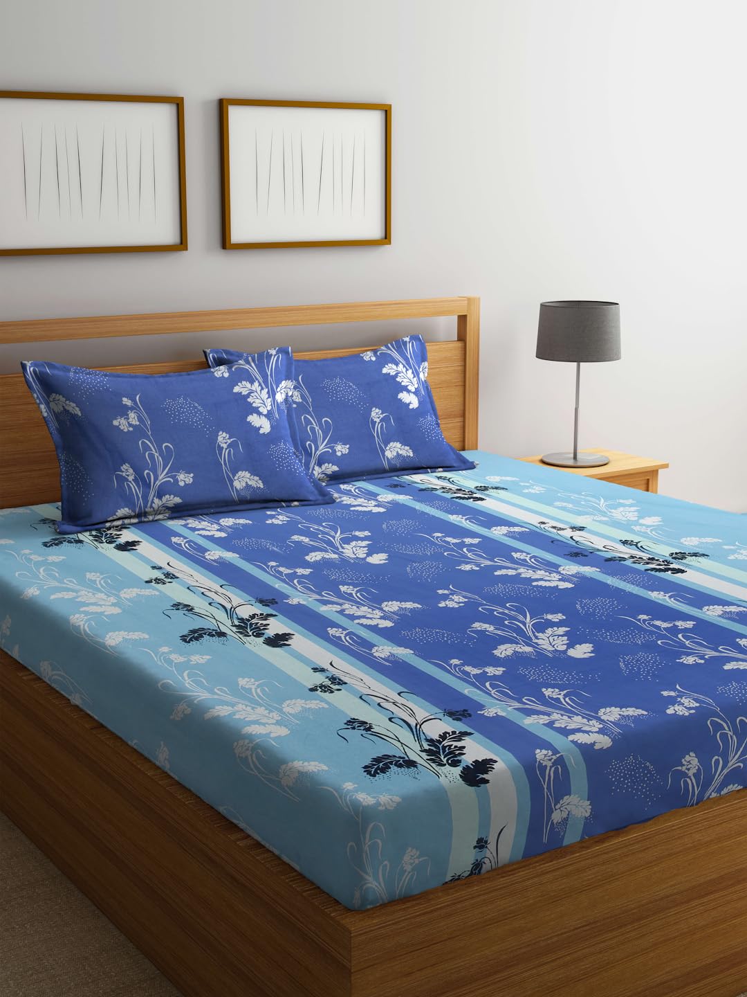 Buy Bombay Dyeing IrisPlus 100TC Cotton One Double Bed sheet with Two