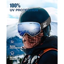 ZIONOR X Ski Snowboard Snow Goggles OTG Design for Men Women Adult with Spherical Detachable Lens UV Protection Anti-fog (VLT 9% White Frame Revo Silver Lens)
