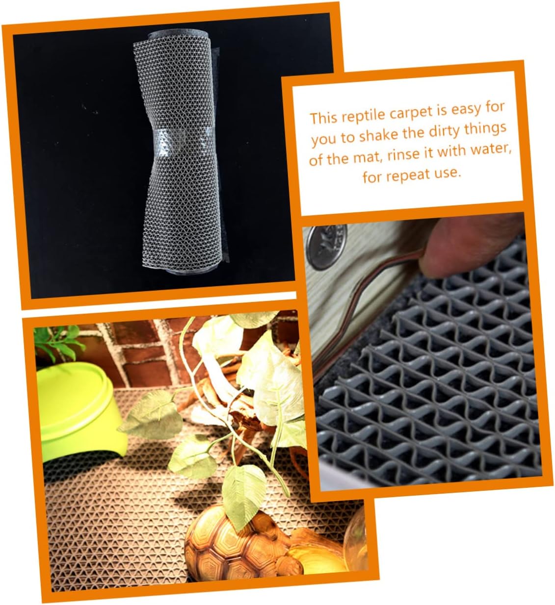 1set Reptile Carpet Mat for Terrarium Lizard Bedding Reusable Snake Substrate Soft Cushion for Tortoise and Climbing Pets Gray