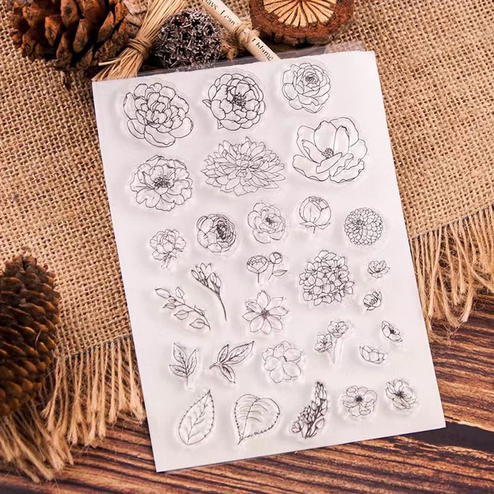 Fogli Floreali Timbro trasparente in silicone per Scrapbooking Decor Cartolina