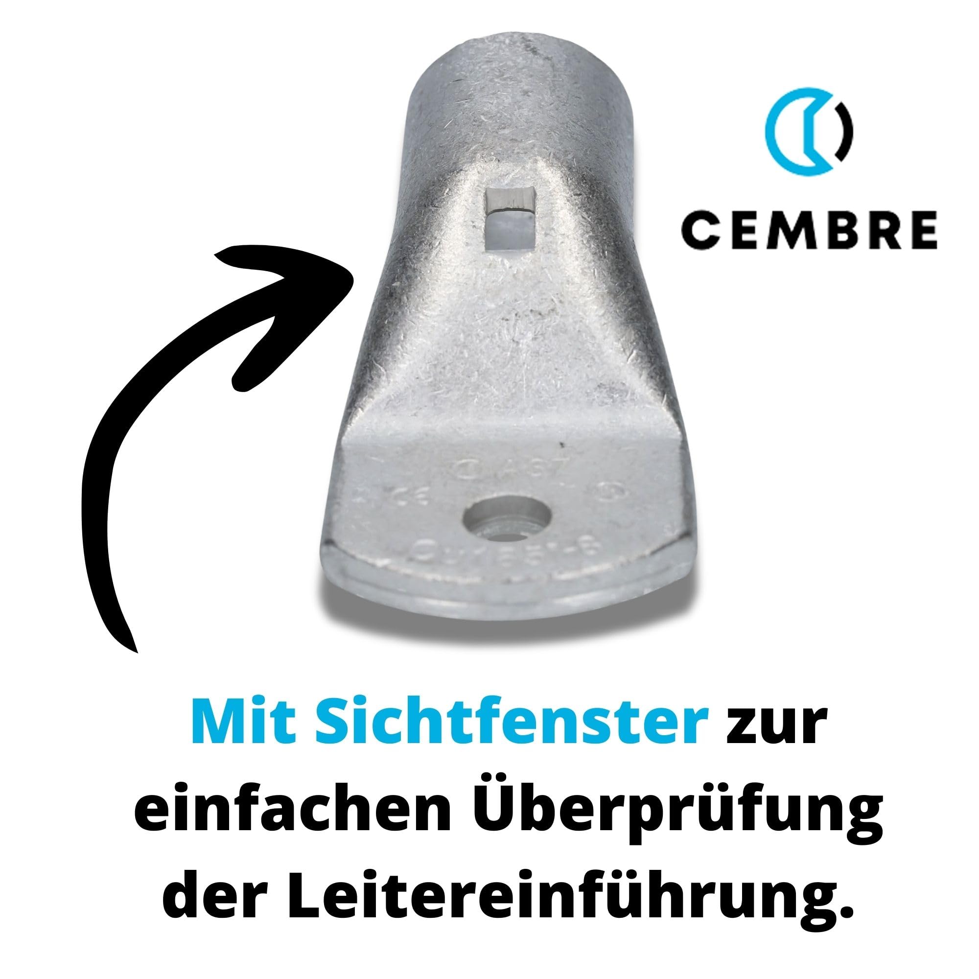 10 Stück Cembre A37-M8 Rohrkabelschuh 185mm² M8 unisoliert aus Kupfer verzinnt