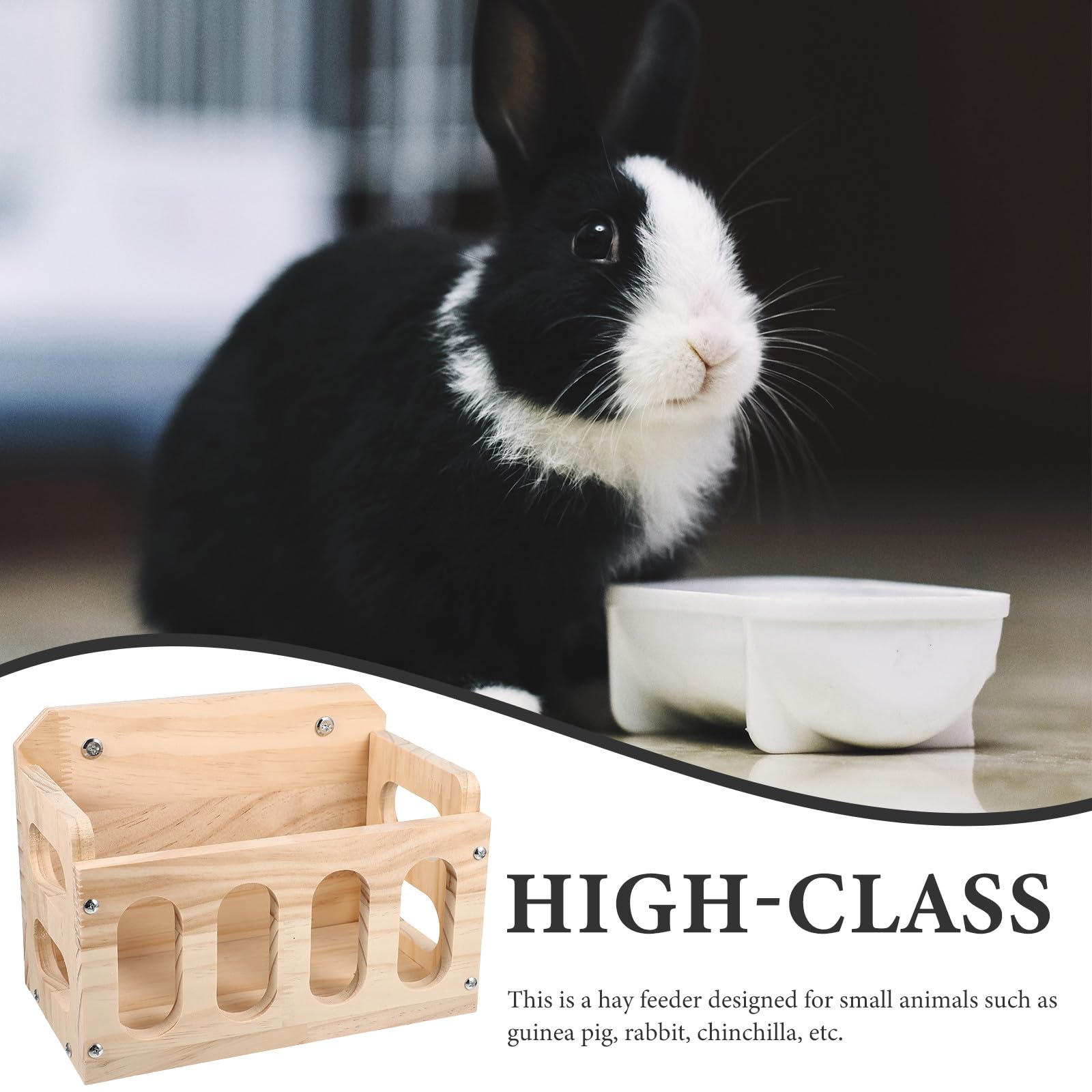 Didiseaon Mangiatoia in Legno per Conigli Fissaggio Alimentatore Sospeso Robusto e Durevole Organizer per Gabbia Animali Domestici Piccolo e Facile da Installare