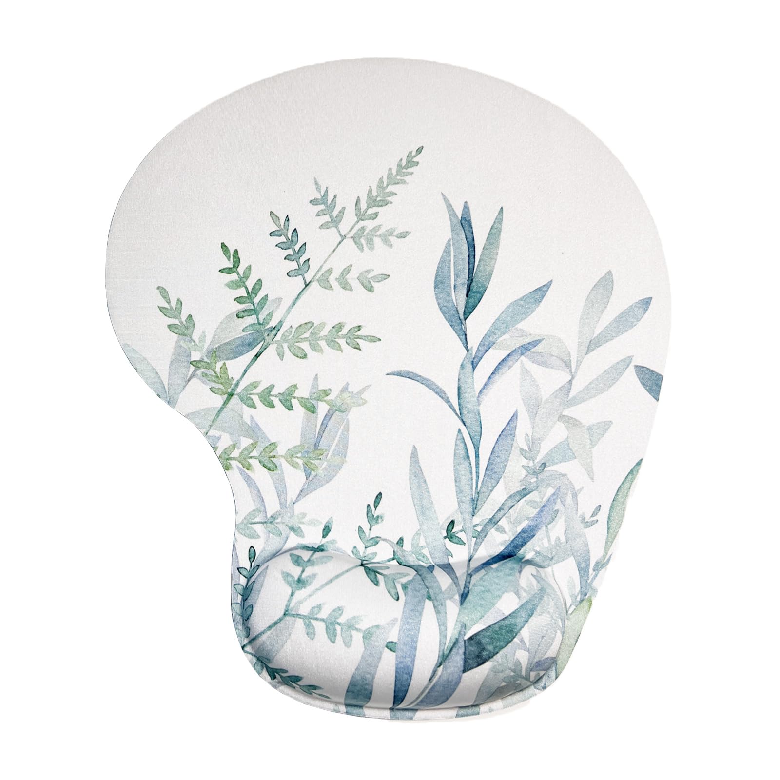 Mouse Pad with Wrist Support, Ergonomic Mouse Pads with Memory Foam Wrist Rest, Easy Typing Pain Relief, Comfortable Home Office Computer Wrist Support Pads for Working Studying Gaming, Green Leaves