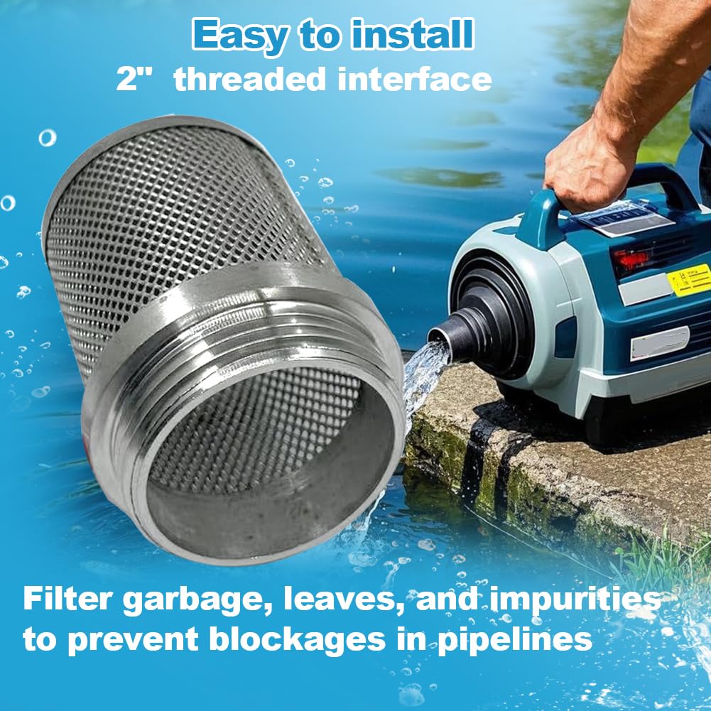 2inch 304 stainless steel filter head with External thread diameter of 58mm connected to 2-inch water pipe filter Used to Remove Debris and Reduce Solid Entry（1pcs）