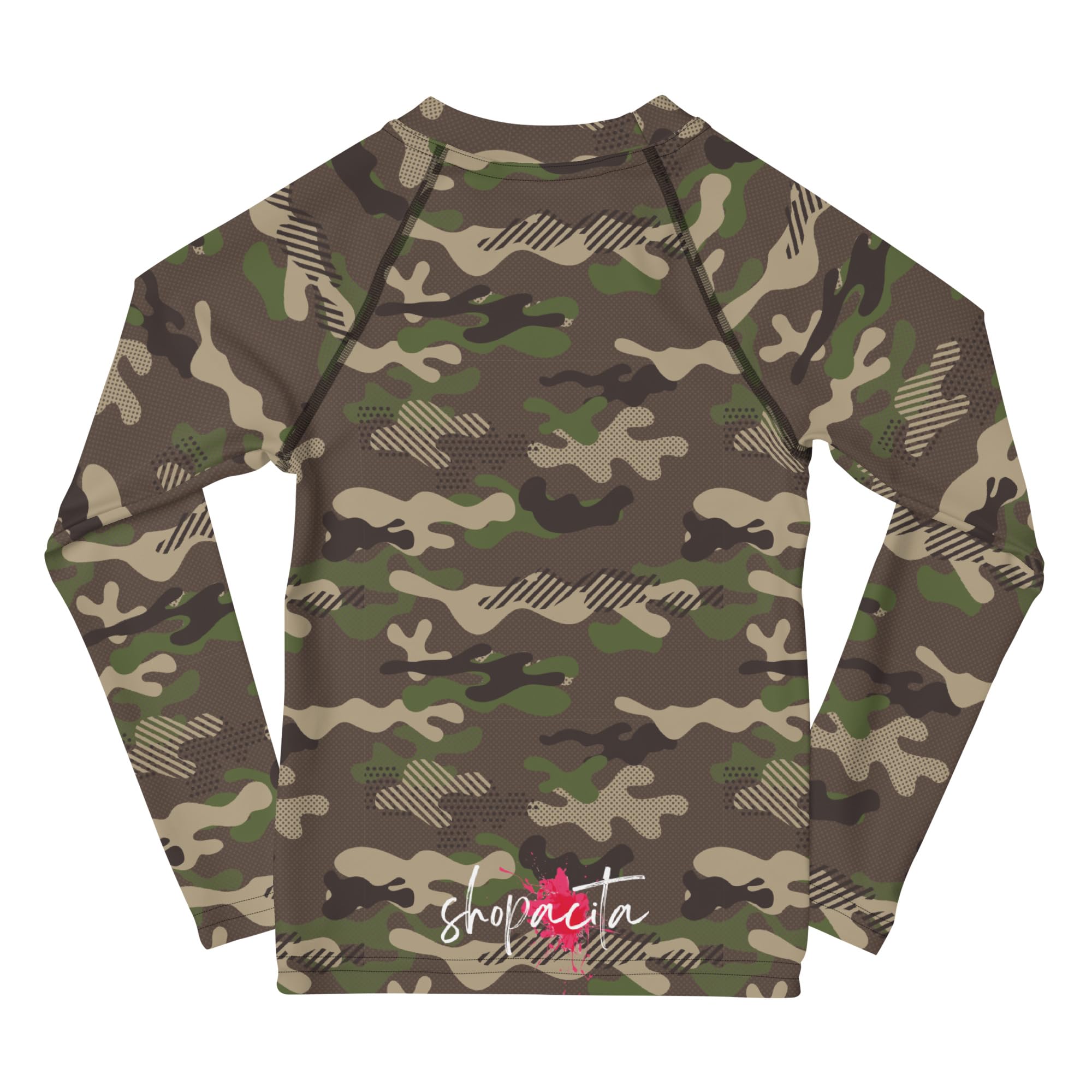 Rashguard Kinder Jungen, Badeshirt, Schwimmshirt, UPF 50+, Green Camouflage, 92-128 cm