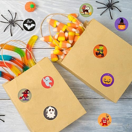 Miniatura 7 de 1000 calcomanías de Halloween, calcomanías redondas de Halloween para niños, autoadhesivas con calabaza, murciélago y araña, calcomanías para niños