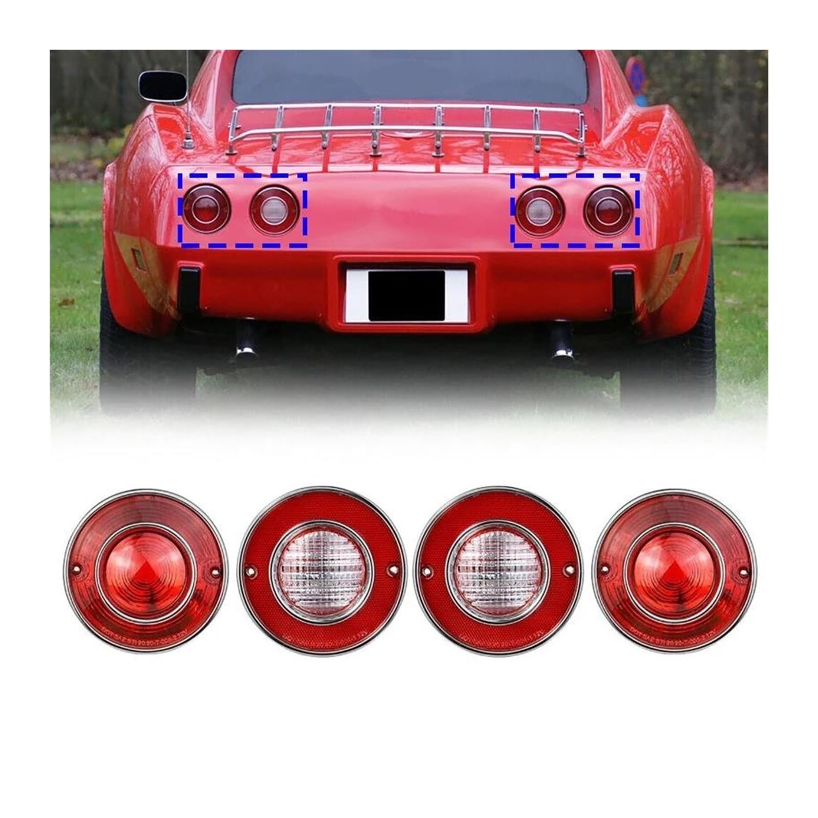 Faro Posteriore PER Corvette C3 1975-1979 4 Pezzi ABS Luci Posteriori Per Auto Freno Posteriore Senza Lampadine Fanale Posteriore Completo(Smoked Shell)