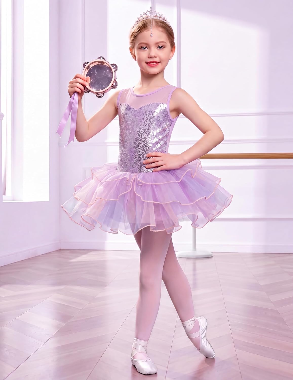 Zaclotre Kids Ballet Leotards with Tutu Skirt Ballerina Dance Costumes