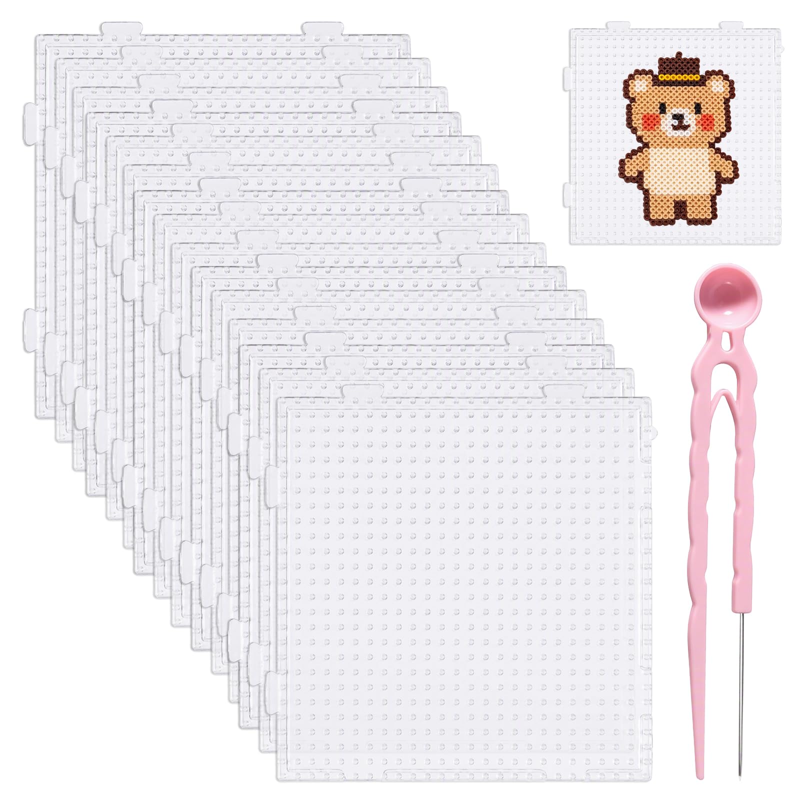 16 PCS Mini Fuse, Iron & Hammer Bead Peg Boards for Adult