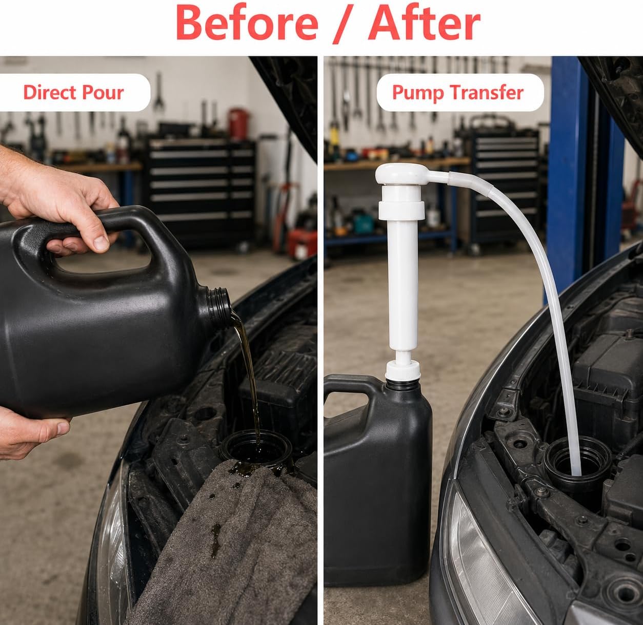 Fluid Pump for Standard Quart Bottles, 30cc Hand Oil Transfer Pump with Adapters & Extension Tubes, Universal Vehicle Hand Pumps Transfers Gear Oil Transmission Fluid Antifreeze