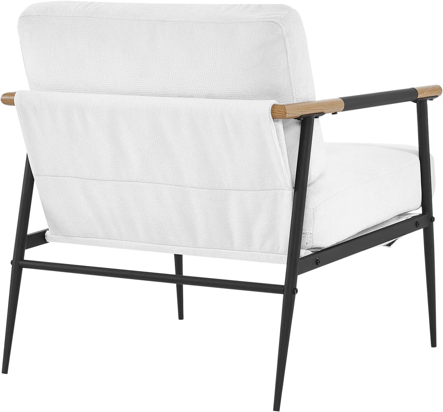MIRASON Accent Arm Chair for Living Room, Mid Century Modern Accent Reading Side Chair Upholstered Lounge Chair with Comfy Cushion and Metal Frame for Bedroom, Office (Beige)