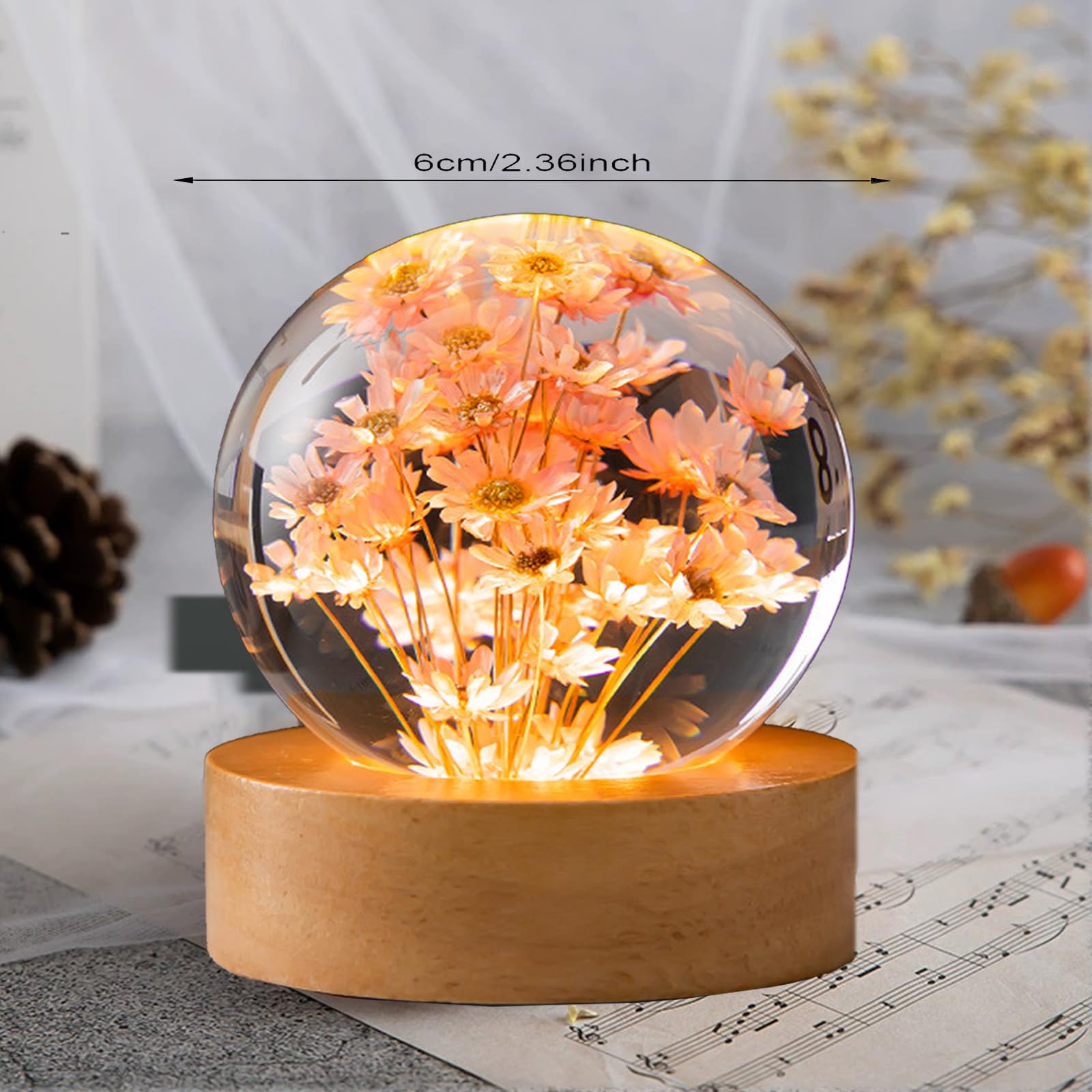 Sfera Luminosa A LED Con Fiori Di Ciliegio, 14 Cm, Luce Bianca - 2