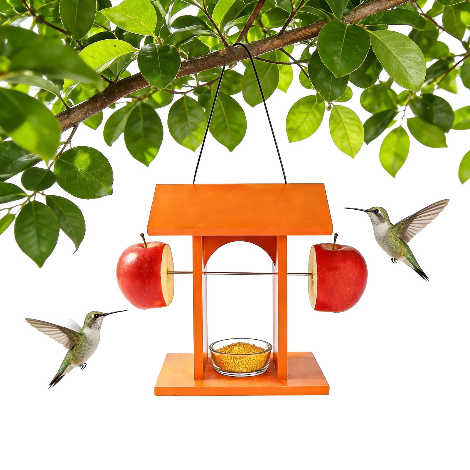 Mangeoire pour oiseaux sauvages en bois avec toit et design ouvert