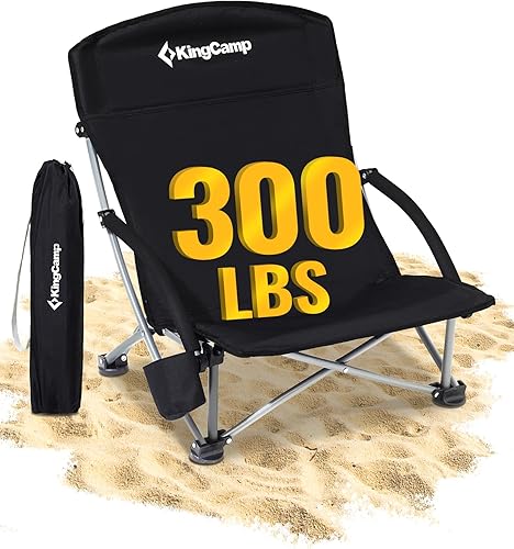 Miniatura 9 de KingCamp Sillas de playa bajas, silla portátil plegable para adultos, asiento ligero extra ancho, 300 libras, mochila de gran tamaño, bolsa de