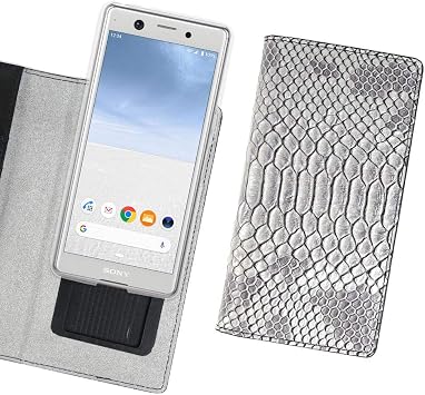 GAZE Xperia Ace Slide Type Notebook Type Notebook Type SO-02L Matt Python Diary Gray Pocket Part Genuine Leather Xperia Ace [Japan Authorized Dealer Product] GZ16620