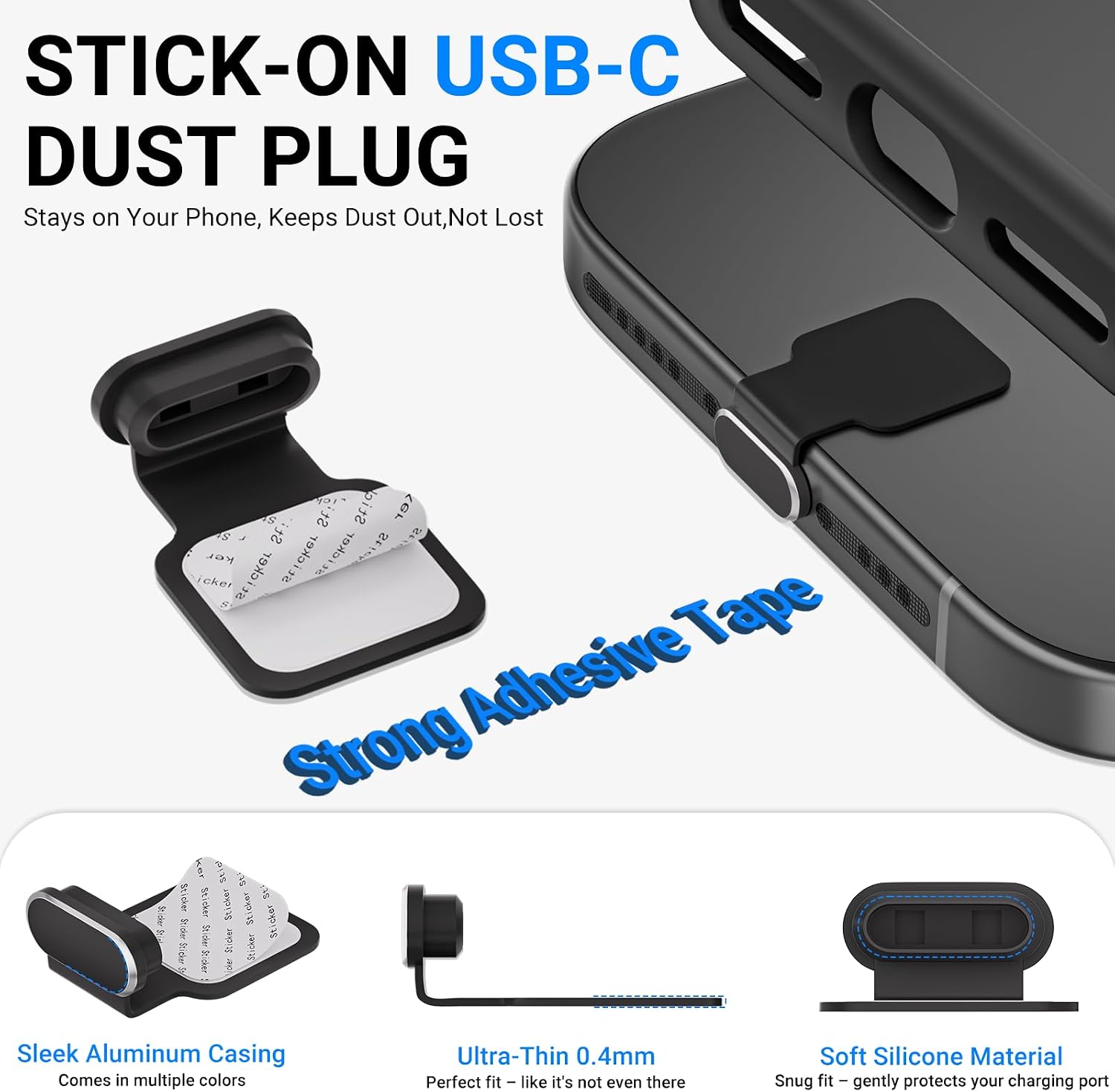 USB C Anti Loss Dust Plugs Cover & Phone Speaker Cover,5-in-1 21 Pack Charging Port Cover Cleaning Kit,USB Type C Dust Covers Protectors,Detachable Adhesive for iPhone 15-17& All USB-C Devices