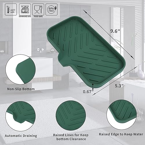 Vista 261 de Jaboneras de baño de silicona con boquilla de drenaje, organizador de fregadero de baño y cocina, soporte para esponja, bandeja de jabón para Gris