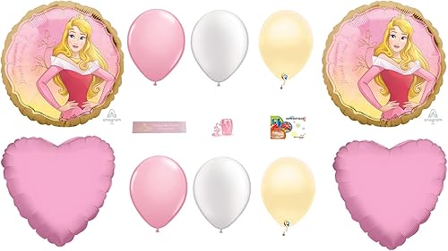 Anagram Aurora - Paquete de globos, decoraciones de fiesta de princesa de Disney con cinta impresa de WGIS We Got It Shop para cumpleaños